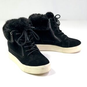 J/SLIDES double zip suede platform high-top sneakers bunny-soft faux fur 7